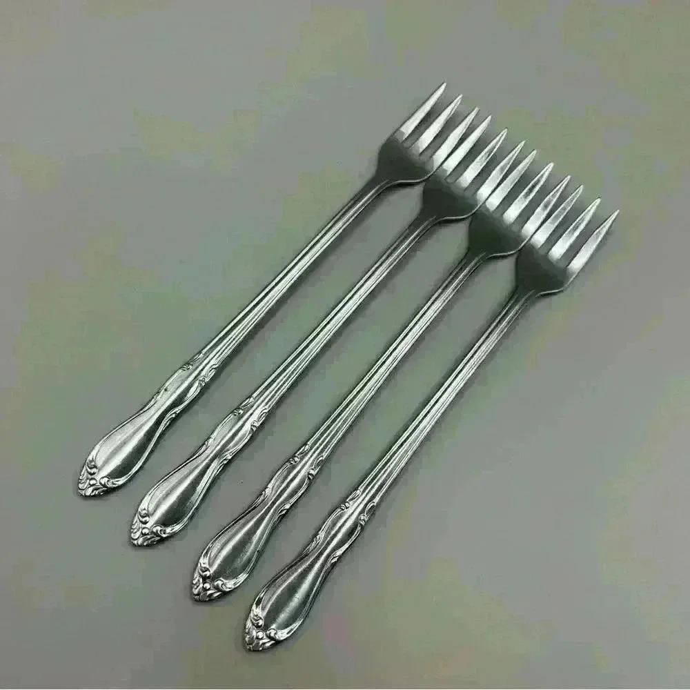 Set Of 4 Oneida Homestead Simeon & George Rogers Cocktail/Shrimp Forks Stainless
